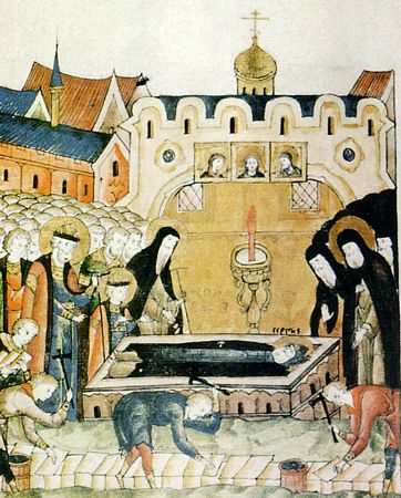 Découverte des reliques de St Serge de Radonège