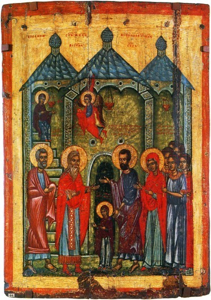 Entrée de La Mère de Dieu au temple- Novgorod 14 -ème siècle