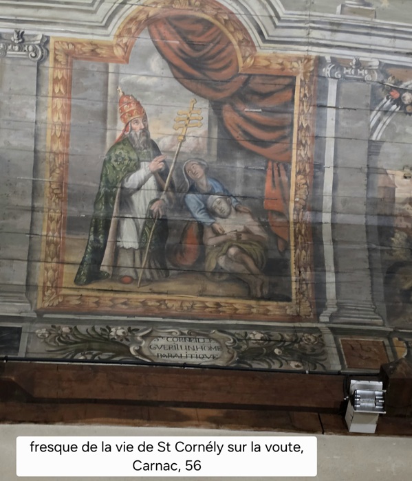 Voute peinte à Carnac sur la vie de St Cornély